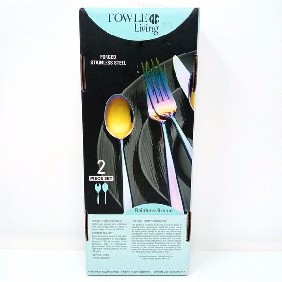 NEW Towle Living Iridescent Forged Stainless Steel 2 Piece Salad Serving Set - Picture 5 of 6
